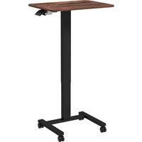 Vinsetto Höhenverstellbarer Laptoptisch, mit 4 Rollen, 2 Bremsen, 65 cm x 48 cm x 108 cm, mit Handkurbel, Bremse, Spanplatte, Rustikal-Braun  Aosom