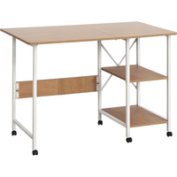 HOMCOM Klapptisch  Mobiler Schreibtisch auf Rollen, Beistelltisch, MDF, Natur, 107x55x76cm  Aosom