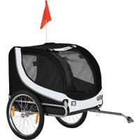PawHut Hundeanhänger Fahrradanhänger Hundetransporter Fahrrad Weiß+Schwarz 130x73x90cm   Aosom
