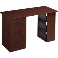 HOMCOM Schreibtisch Büro mit 3 Schubladen und 3 umkehrbaren Regalen, 120 cm Holzschreibtisch, Farbe Walnuss   Aosom