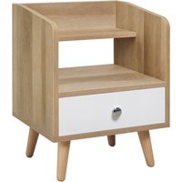 HOMCOM Nachttisch mit Schublade und Regal, Erhöhter Nachtschrank, Nachtkommode, Massivholz 37 x 30 x 48 cm   Aosom
