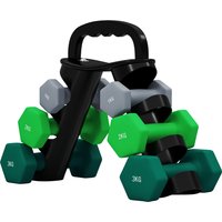 SPORTNOW Set von Hanteln mit Klappbarem Ständer, 2x1 kg, 2x2 kg, 2x3 kg, Sechseckige Metallhanteln mit Griff, Fitness-Training Zuhause, Multicolor   Aosom