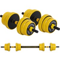 HOMCOM Set aus Kurzhanteln oder Langhanteln 20 kg - inklusive Verlängerungsstange - verstellbares Krafttraining - Muskel- und Gewichtheben   Aosom