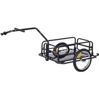 HOMCOM Fahrradanhänger  Lastenanhänger 40 kg Belastbarkeit, Transportanhänger mit klappbarer Kupplung, Schwarz, 155x71,5x77cm  Aosom