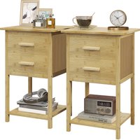 HOMCOM 2er Set Nachttisch Nachtkommode mit Schublade Ablage und Griff für Schlafzimmer Wohnzimmer Natur 40 x 34 x 60 cm   Aosom.de