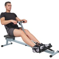 HOMCOM Rudergerät Rudermaschine mit LCD Fitnessgerät Ruderzugmaschine Heimtrainer, mit LCD Display, Stahl+PVC, Grau, 130x47,5x67cm   Aosom
