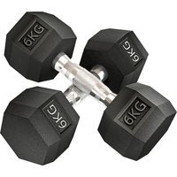 HOMCOM Hexagon Kurzhanteln 2er Set, 2x6 KG, Gusseisen mit Gummiüberzug, Schwarz  Aosom