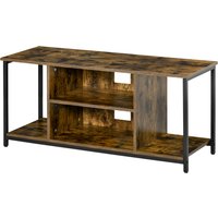 HOMCOM Modernes TV-Möbel, Bis zu 55 Zoll mit Offenen Regalen, Modernes Wohnzimmermöbel, Niedrig, Elegant, Industriestil, Holz und Stahl, 110L x 40B x 50H cm, Rustikales Braun   Aosom