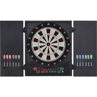 HOMCOM Elektronische Dart-set, Dartboard, Dartscheibe mit 12 Darts, Schwarz+Weiß, 27 Spiele und 202 Trefferoptionen für 8 Spieler, 51 x 6,5 x 57 cm   Aosom