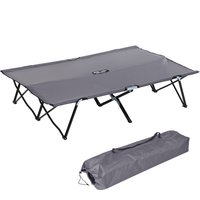 Outsunny Campingbett Klappbar für 2 Personen Feldbett Klappbett mit Tragetasche bis 136 kg belastbar Stahl Oxford Grau 193 x 125 x 40 cm   Aosom