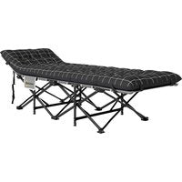 Outsunny Campingbett klappbar Klappbett Feldbett mit Seitentasche Matratze Rutschfest Gästebett bis 150 kg belastbar Outdoor Oxford Schwarz 190 x 67 x 37 cm   Aosom