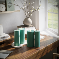 LED-Blockkerzen-Set – Jadegrün – 2x 7,5 x 20 | 2x 10 x 20 cm