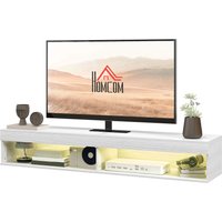 HOMCOM Schwebendes Wand-Meuble TV mit LED-Beleuchtung für Fernseher bis zu 75 Zoll, Regale, 180L x 40B x 30H cm, weiß   Aosom