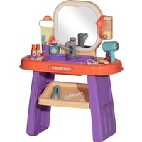 AIYAPLAY Schminktisch Kinder Frisiertisch mit Spiegel, LED Licht, Musik, Kosmetiktisch mit Wasserhahn, Zubehör für 3-6 Jahre Kinder, Violett   Aosom