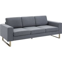 HOMCOM Polstersofa 3-Sitzer Sofa Stoffsofa Sitzmöbel Fernsehsessel Kissen Armlehne Leinen dunkelgrau 200 x 82 x 78 cm   Aosom