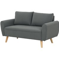 HOMCOM Zweisitzer Sofa mit 2 Kissen, Polstersofa mit 54cm extra tiefen Sitzen, Doppelsofa aus Cord, klein Sofa mit Holzrahmen 2er Couch für Wohnzimmer Schlafzimmer Büro, 145 x 75 x 78 cm, Dunkelgrau   Aosom
