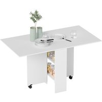 HOMCOM Esstisch Klapptisch Schreibtisch Beistelltisch Tisch Ablagefläche Holz Weiß 80 x 140 x 74 cm   Aosom