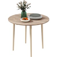 HOMCOM Klappbarer Esstisch ausziehbar Küchentisch 2 Klappen - runder Tisch wenig Platzbedarf mit Holzbeinen Ø89 x 73,5H cm   Aosom