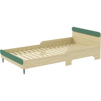 AIYAPLAY Kinderbett Bodenbett 90x190 cm mit Sicherheitsbarriere, Lattenrost inklusive, für Jungen und Mädchen von 3 bis 10 Jahren - grün   Aosom