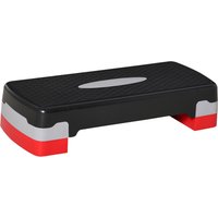 HOMCOM Steppbrett Aerobic Fitness  2-stufig höhenverstellbar (10/20 cm), Heimtrainer Stepper, Schwarz+Grau+Rot, 68x28x15cm  Aosom