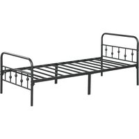 HOMCOM Bettrahmen für Matratze 200 x 90 cm, klappbar Bettgestell, 82,5 cm hoch Metallbett, Metallrahmenbett aus Metall, für Schlafzimmer Gästezimmer, Schwarz   Aosom