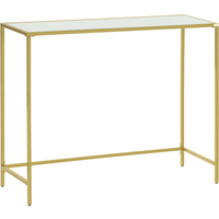 HOMCOM Konsolentisch Beistelltisch moderner Sofatisch bis 25 kg Dekotisch Vintage im Industriedesign Stahl+Glas Gold+Weiß 100,5x35,5x80cm   Aosom