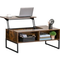 HOMCOM Couchtisch  Wohnzimmertisch mit höhenverstellbarer Platte, Spanplatte, Braun, 100x60x40cm  Aosom