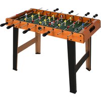 HOMCOM Mini Tischkicker mit 2 Beinsätzen, tragbarer Kickertisch mit 22 Spielern 2 Kickerbälle Holz-Optik Tischfussball für Kinder Erwachsene, für Spielzimmer, 84,5 x 40 x 61,2 cm, Naturholz   Aosom