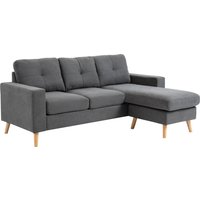 HOMCOM Ecksofa L-Form graue Eckcouch mit Chaiselongue Leinenoptik für 3 Personen 93x136x85cm ideal für Wohnzimmer   Aosom.de