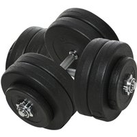 HOMCOM Hantelset 2er Kurzhanteln, 50 kg Kurzhantel Set mit 2 Kurzhantelstangen, 12 Gewichten & 4 Sternverschlüsse, Stahl, Schwarz   Aosom