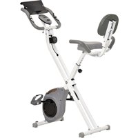 HOMCOM Magnetisches faltbares Heimfahrrad Fitnessfahrrad Innenfahrrad mit großem Komfort verstellbarer Sattel Rückenlehne gepolsterte Griffe LCD-Display Tablettenhalter Stahl Weiß Grau   Aosom