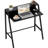 HOMCOM Computertisch stilvoller Schreibtisch mit Ablage und Kabelmanagement, Metall schwarz 84x45x85cm für Home Office und Arbeitszimmer   Aosom.de