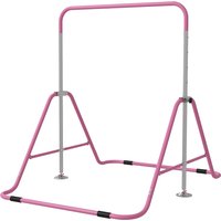 HOMCOM Kinderturnstange für Kinder, klappbar, Höhe verstellbar von 88 bis 128 cm, mit dreieckiger Stahlbasis, Rose   Aosom