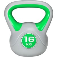 SPORTNOW Kettlebell 16kg in PU und Sand mit flacher Basis und bequemem Griff für Kreuzheben, Kniebeugen und Hebefiguren, 26x18x32 cm, Grün   Aosom