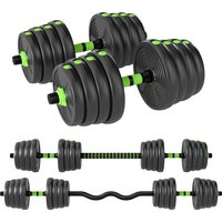 SPORTNOW 3-in-1 Hantelset verstellbar 30 KG Kurzhantel Set Kurzhanteln Langhanteln Hanteln Set Dumbbell mit Verbindungsrohr Kurzhantelset für Krafttraining Zuhause Fitnessstudio   Aosom