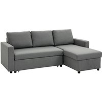HOMCOM Ecksofa mit Schlaffunktion, Stauraum, Bettkasten, Eckcouch, Chaiselongue, Schlafsofa, Stoffsofa, L-Form, 211,5 x 146 x 85 cm   Aosom