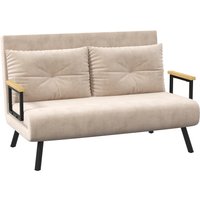 HOMCOM Schlafsofa, Relaxsessel mit Bettfunktion, Klappsofa, Rückenkissen, Polstersofa mit verstellbarer Rückenlehne, Beige, 102 x 73 x 81 cm  Aosom
