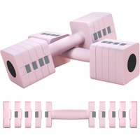 SPORTNOW Hantel-Set 2x5 kg, 2 verstellbare Hanteln mit abnehmbaren Scheiben und rutschfestem Griff, Hanteln aus Stahl, für Fitness-Training zu Hause und im Fitnessstudio, Rosa   Aosom