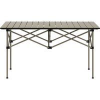 Outsunny Campingtisch Klapptisch mit Aufrollbare Tischplatte X-Rahmen Gartentisch aus Aluminium leicht 2 Personen Beistelltisch Falttisch für Garten Balkon Camping 95 x 55cm Khaki   Aosom
