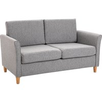 HOMCOM Doppelsofa gemütliches Sofa mit abnehmbaren Kissen aus Leinen in Hellgrau 141x65x78cm ideal für Wohnzimmer   Aosom.de