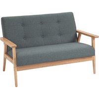 HOMCOM Doppelsofa Loveseat 2-Sitzer mit Polsterung kompaktes Design aus Leinen und Gummiholz Grau 115x66,5x73cm für Wohnzimmer   Aosom.de