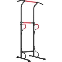 HOMCOM Fitnessstation mit Multifunktionen Klimmzugstange Römischer Stuhl verstellbare Höhe Stahl Schwarz Rot   Aosom