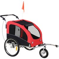 PawHut 2 in 1 Hundeanhänger, Jogger Fahrradanhänger, Fahrradanhänger Hund klappbar, 155 x 83 x 108 cm, Rot   Aosom.de