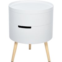 HOMCOM Nachttisch rund Beistelltisch Sofatisch mit 2 Stauräume Couchtisch frei kombinierbar Wohnzimmer Holz Weiß Ø38 x 48,3 cm   Aosom