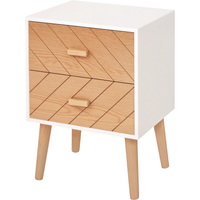 HOMCOM Nachttisch Nachtkommode Flurkommode mit Schubladen Holz weiß + natur 40 x 30 x 55,5 cm   Aosom