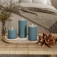 LED-Blockkerzen Ø 10 x 10 + 15 + 20 cm Jadegrün