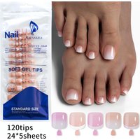Short Square Wearable Toenail Pieces 120 Pieces In A Bag Retro Simple Gradient Wearable Toenail Pieces