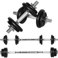 HOMCOM 2 in 1 Hantelnset verstellbares Dumbbellset 20 KG Kurzhantel und Langhantel mit Verbindungsrohr rostfrei und rutschfest für effektives Training   Aosom.de