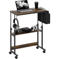 HOMCOM Höhenverstellbar Schreibtisch, 92 x 40 cm, Computertisch mit Rollen, neigbar Plattform, Aufbewahrungstasche, für Arbeitszimmer, Büro, Stahl, Rustikales Braun   Aosom