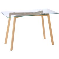 HOMCOM Esstisch Glas Küchentisch 120 x 60 cm Esszimmertisch für 4 Personen Moderner Tisch mit Stahlbeine für Esszimmer, Küche, kleine Räume Transparent   Aosom